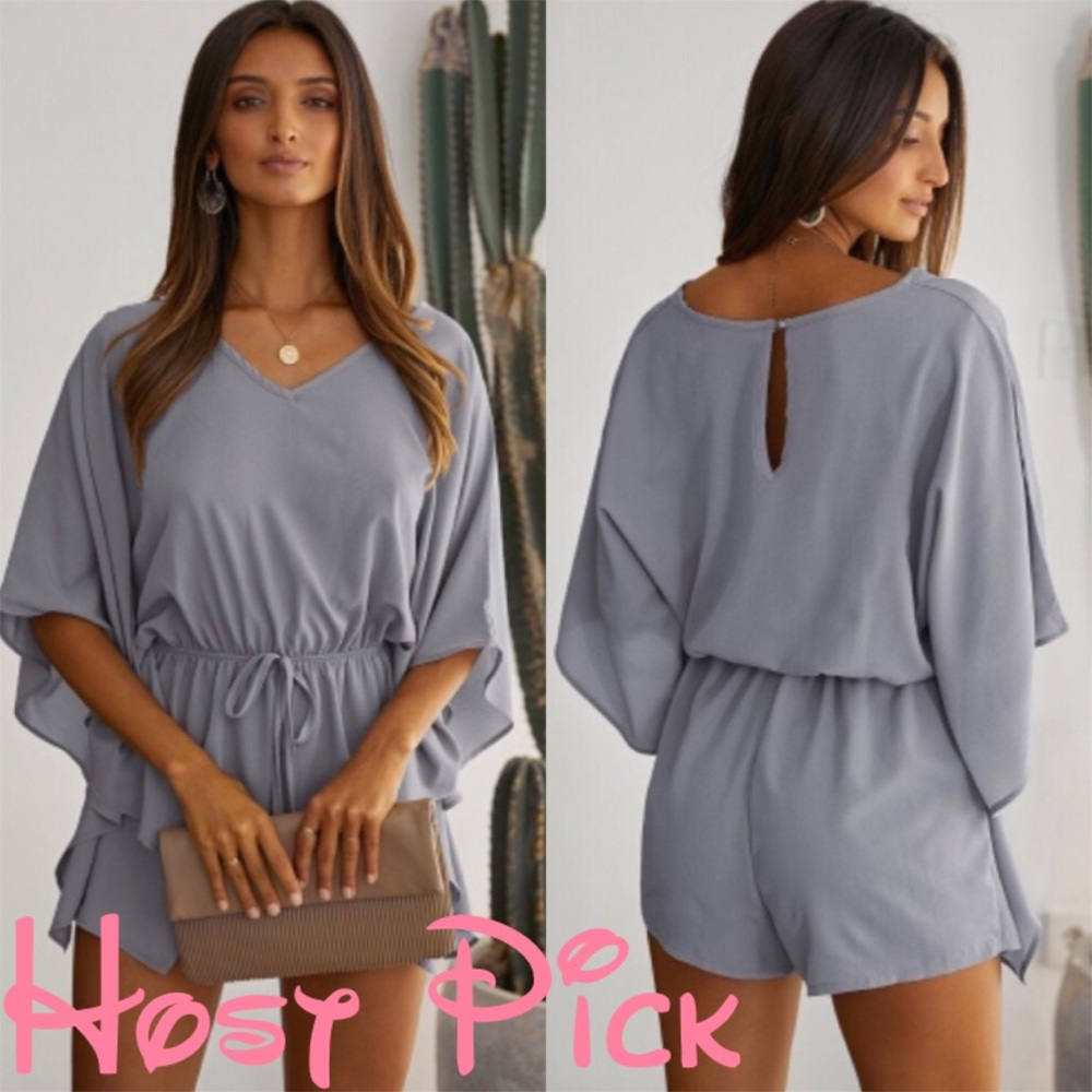 Born To Fly Kimono Style Gray Romper